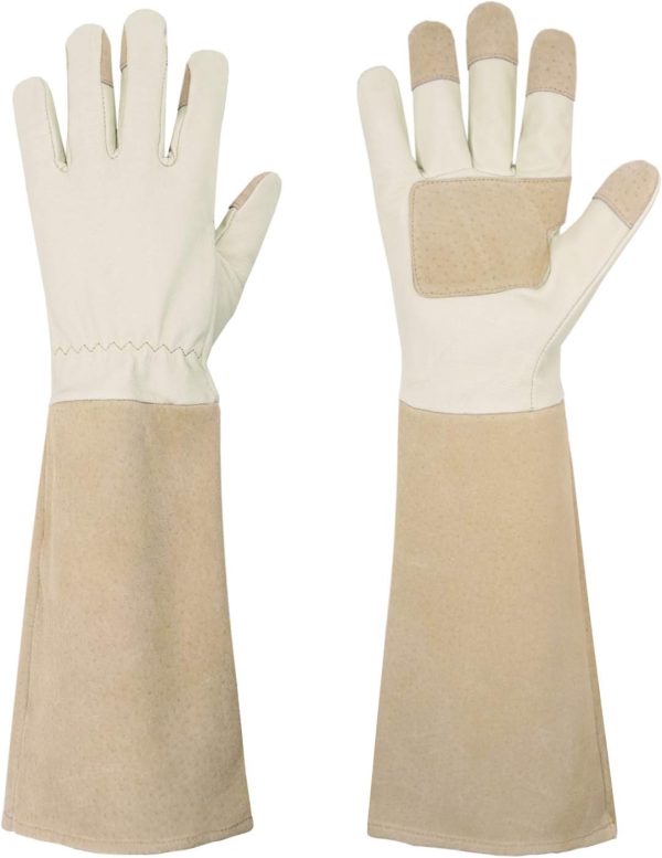 Rose Pruning Gloves for Men & Women, Long Thorn Proof Gardening Gloves, Breathable Pigskin Leather Gauntlet, Best Garden Gifts & Tools for Gardener