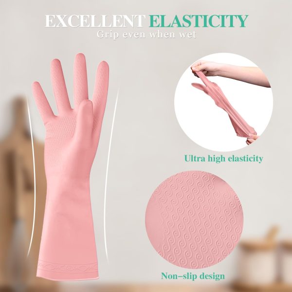 Reusable Household Gloves - Waterproof Rubber Latex Cleaning Laundry Gloves Dishwashing Gloves for Kitchen Dish Washing Laundry Cleaning (6L Color Random)
