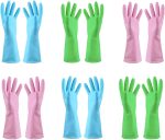 Reusable Household Gloves - Waterproof Rubber Latex Cleaning Laundry Gloves Dishwashing Gloves for Kitchen Dish Washing Laundry Cleaning (6L Color Random)