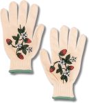 One Size Fits Most Gardening Gloves, Cute Outdoor Gloves with Silicone Gripper Dots, Strawberries