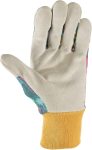 Women's Botanical Print Leather Palm Work and Gardening Gloves, Medium