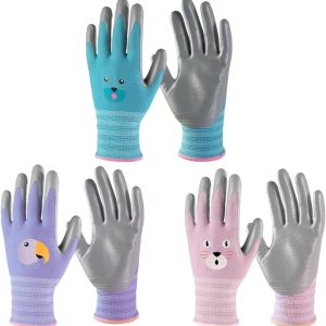 Kids Gardening Gloves, Nitrile Coated Children Yard Work Gloves with Grip, Suitable for Toddlers, Children, Girl, Boy