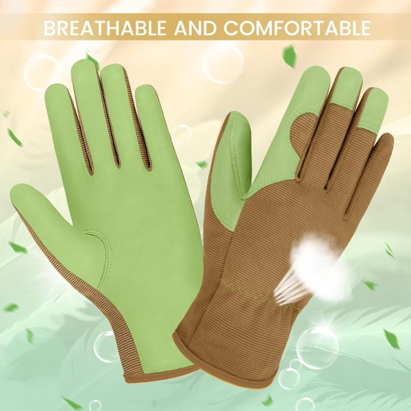 Gardening Gloves, Garden Gloves for Women and Men, Thorn Proof Working Gloves, Durable Leather Work Garden Gloves for Yard & Outdoor Work, Green, M