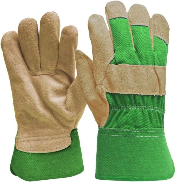 Suede Leather Palm Garden Gloves with Safety Cuff