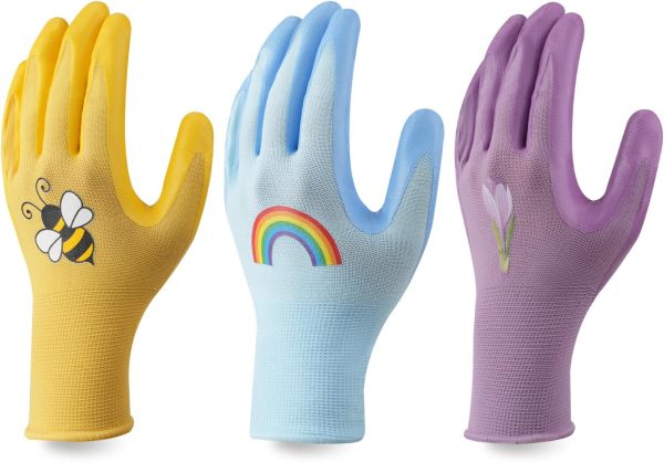 3 Pairs Garden Gloves for Women- Breathable Rubber Coated Work Gloves