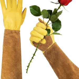 Womens Gardening Weeding Working Gloves, Leather Garden Glove for Women Thorn Proof No Stab for Digging, Planting,Pruning