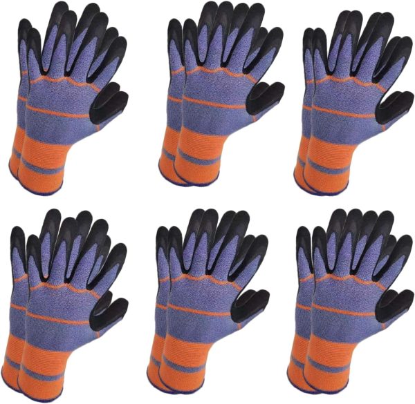 6 pairs Gardening Gloves Great Gifts for Women and Men, Summer Work Gloves Men Breathable Latex Coated Patio Garden Gloves, Outdoor Protective Work Gloves