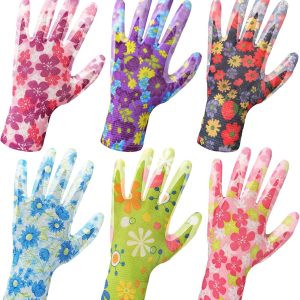 6 Pairs Gardening Gloves for Women - Breathable Rubber Coated Garden Gloves, Multi-purposes Gardening Gloves