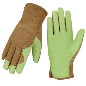 Gardening Gloves, Garden Gloves for Women and Men, Thorn Proof Working Gloves, Durable Leather Work Garden Gloves for Yard & Outdoor Work, Green, M
