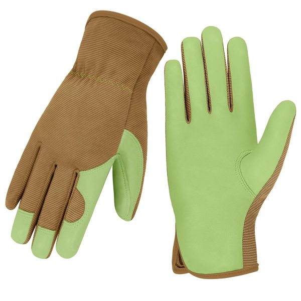 Gardening Gloves, Garden Gloves for Women and Men, Thorn Proof Working Gloves, Durable Leather Work Garden Gloves for Yard & Outdoor Work, Green, M