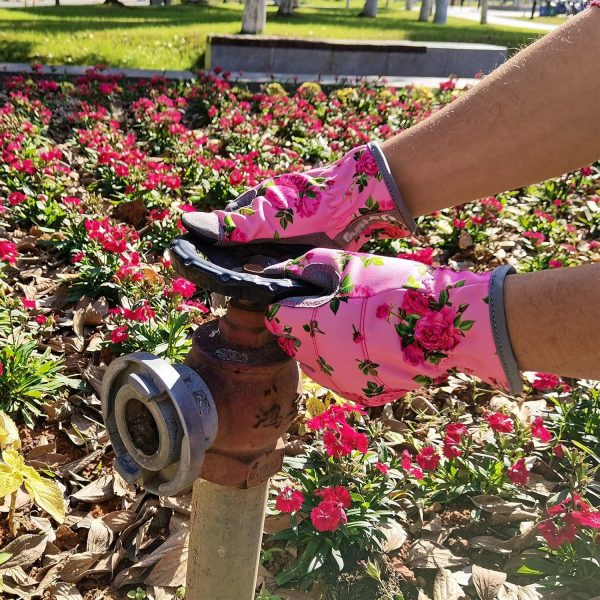 Leather Gardening Gloves for Women, Flexible Breathable Garden Gloves, Thorn Proof Working Gloves for Weeding, Digging and Pruning, Small, Pink