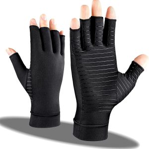 Copper Compression Gloves for Arthritis Pain Relief, Arthritis Gloves for Women and Man, Fingerless Compression Gloves for Rheumatoid, Tendonitis, Swelling (1 Pair,X-Large)