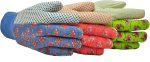 Women Soft Jersey Garden Gloves, Women Work Gloves, 3-Pairs Green/Red/Blue per Pack