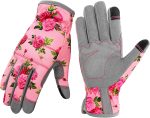 Leather Gardening Gloves for Women, Flexible Breathable Garden Gloves, Thorn Proof Working Gloves for Weeding, Digging and Pruning, Small, Pink