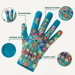 Gardening Gloves for Women, Printed Touchscreen Garden Gloves with Grip, Thorn-Proof Puncture-Resistant Work Gloves